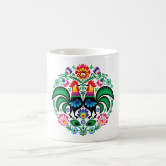 Polnische Tasse für Volkskunst-Rooster-Design