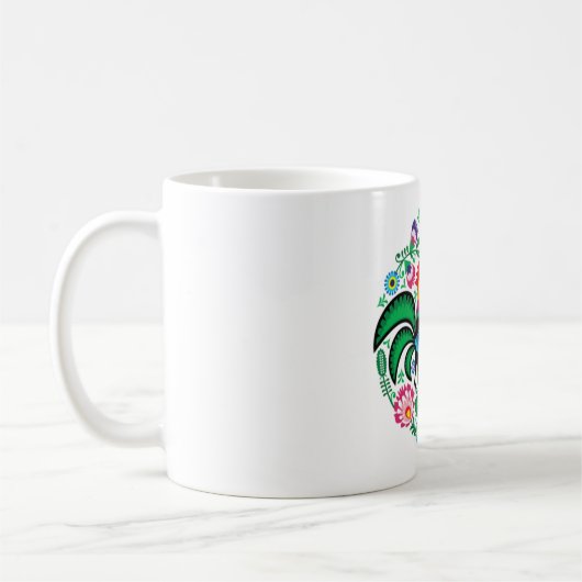 Polnische Tasse für Volkskunst-Rooster-Design (Links)