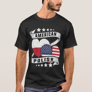 Polnische Und USA-Flagge Halb Amerikanisch Halb Po T-Shirt