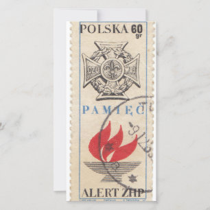 Polnische Vintage-Postbriefmarke Dankeskarte