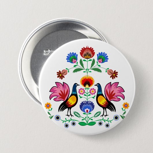 Polnische Völker mit dekorativem Blumen- u. jungen Button (Vorne & Hinten)