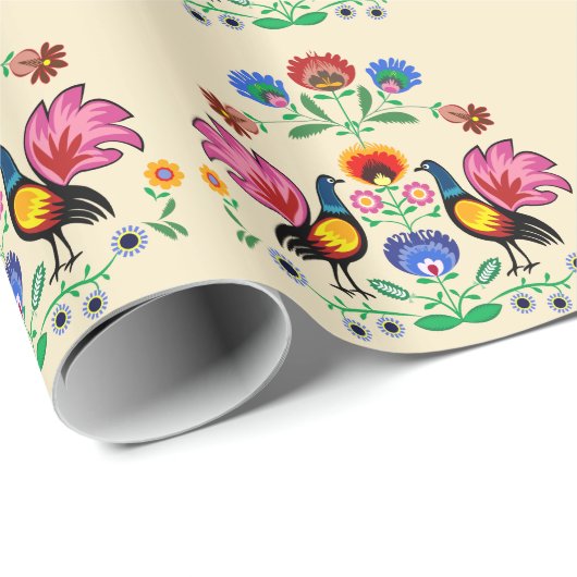 Polnische Völker mit dekorativem Blumen- u. jungen Geschenkpapier (Rolleneckpunkt)