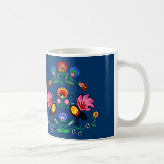 Polnische Völker mit dekorativem Blumen- u. jungen Kaffeetasse (Rechts)