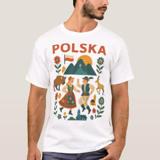 Polnische Volksberg-Flachkunst T-Shirt