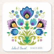 Polnische Volkskunst Blumen Blaue Lavendel-Papier-