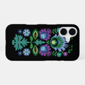 Polnische Volkskunst Blumen Hellblau iPhone 16 Hülle (Rückseite (Horizontal))