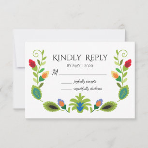 Polnische Volkskunst-Blumen-Rot RSVP-Karte RSVP Karte