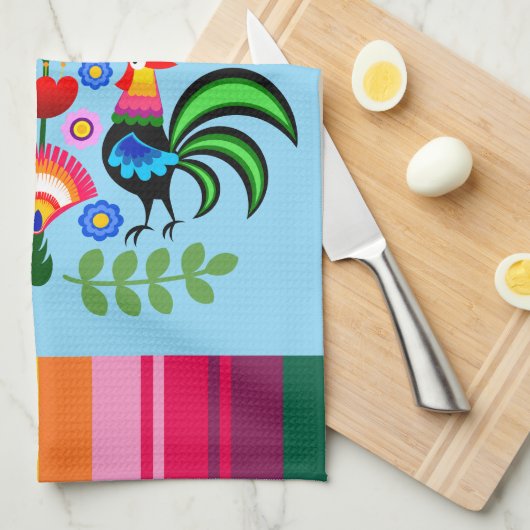 Polnische Volkskunst - Blumenstickermuster Geschirrtuch (Viertel Falte)