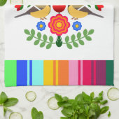 Polnische Volkskunst - Blumenstickermuster Geschirrtuch (Gefaltet)