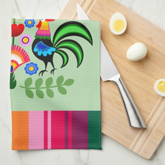 Polnische Volkskunst - Blumenstickermuster Geschirrtuch (Viertel Falte)