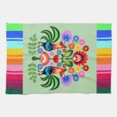 Polnische Volkskunst - Blumenstickermuster Geschirrtuch (Horizontal)
