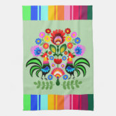 Polnische Volkskunst - Blumenstickermuster Geschirrtuch (Vertikal)