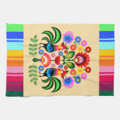 Polnische Volkskunst - Blumenstickermuster Geschirrtuch (Horizontal)