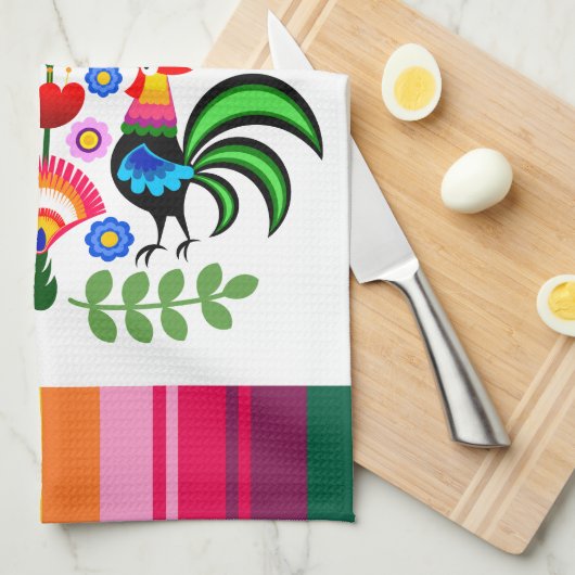 Polnische Volkskunst - Blumenstickermuster Geschirrtuch (Viertel Falte)