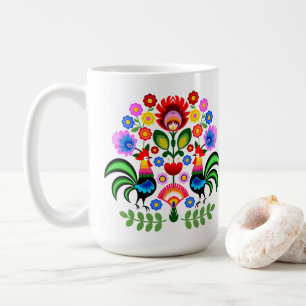 Polnische Volkskunst - Blumenstickermuster Kaffeetasse