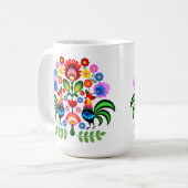 Polnische Volkskunst - Blumenstickermuster Kaffeetasse (Vorderseite Links)