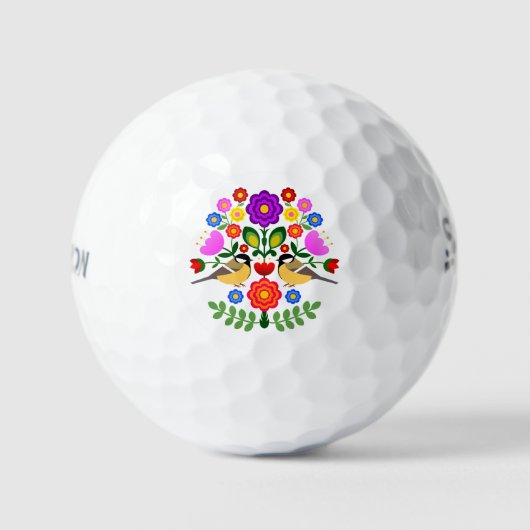 Polnische Volkskunst - Blumenstickermuster und cu Golfball (Vorderseite)