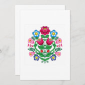 Polnische Volkskunst farbenfrohe Grußkarte Dankeskarte (Vorne/Hinten)