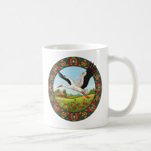 Polnische Volkskunst Storch Wycinanki Kaffeetasse