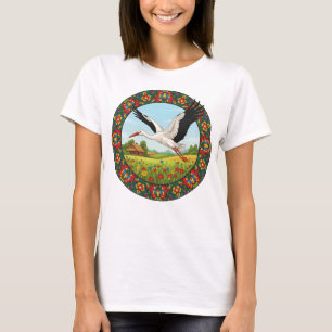 Polnische Volkskunst Storch Wycinanki T-Shirt