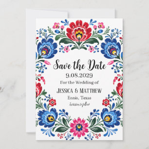 Polnische Volkskunst Traditionelle Blumen Hochzeit Einladung