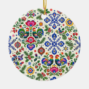 Polnische Volkskunst-Weihnachtskeramikdekoration Keramik Ornament