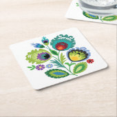 Polnische Volkslieder-Blume grün Rechteckiger Pappuntersetzer (angewinkelt)