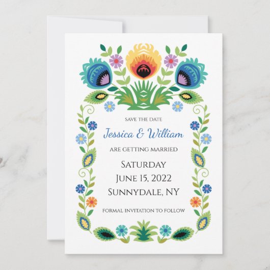 Polnische Volksmörder-Blume Lavendel und Gelb Save The Date (Vorderseite)