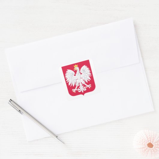 Polnische Wappen Quadratischer Aufkleber (Umschlag)