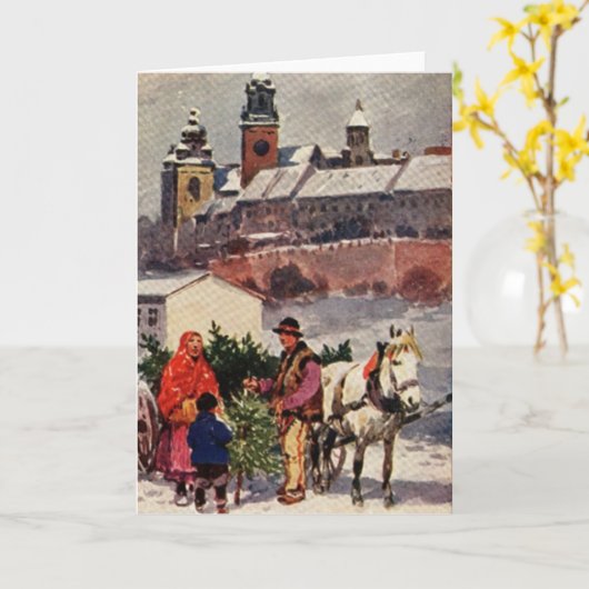 Polnische Weihnachtskarte Karte (Gelbe Blume)