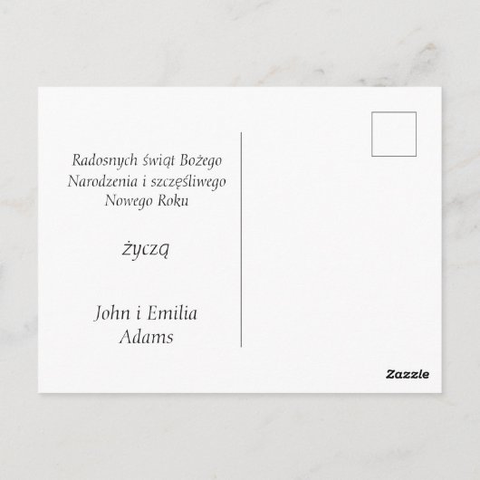 Polnische Weihnachtskarte Postkarte (Rückseite)