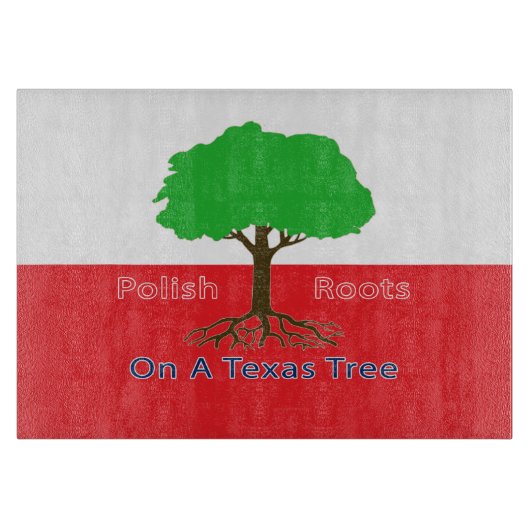 Polnische Wurzeln auf einem Texasbaum Schneidebrett (Vorderseite)