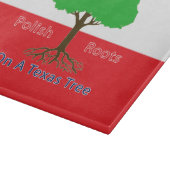 Polnische Wurzeln auf einem Texasbaum Schneidebrett (Ecke)