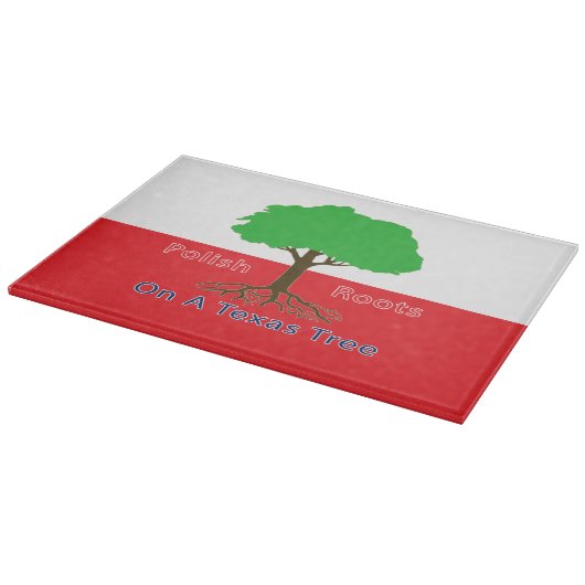 Polnische Wurzeln auf einem Texasbaum Schneidebrett (Ecke)