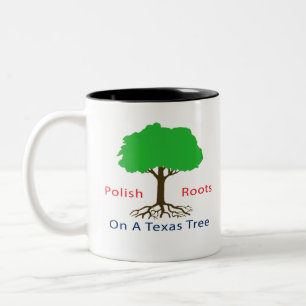 Polnische Wurzeln auf einem Texasbaum Zweifarbige Tasse