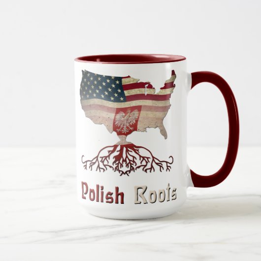 Polnische Wurzeln, polnische amerikanische Flaggen Tasse (Rechts)