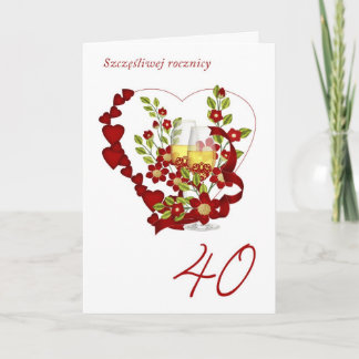 Polnischer 40. Hochzeitstag mit Champagner Karte