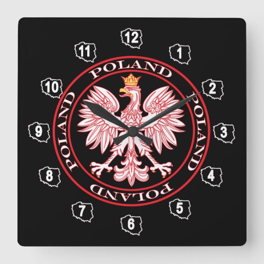 Polnischer Adler in der roten Wall-Uhr Große Wanduhr (Vorderseite)