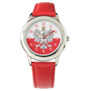 Polnischer Adler mit Goldkrone Kinder beobachten Armbanduhr