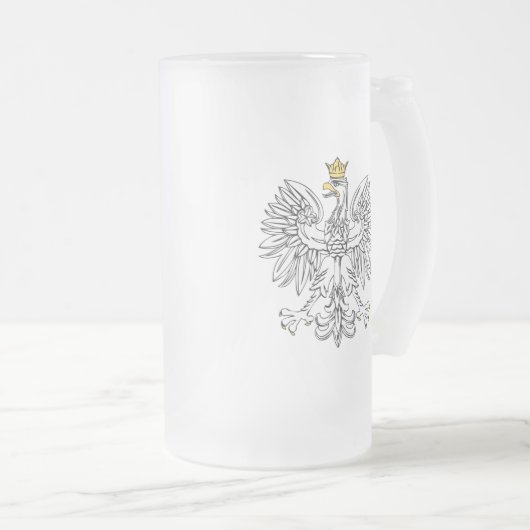 Polnischer Adler mit Goldkrone Mattglas Bierglas (VorderseiteRechts)