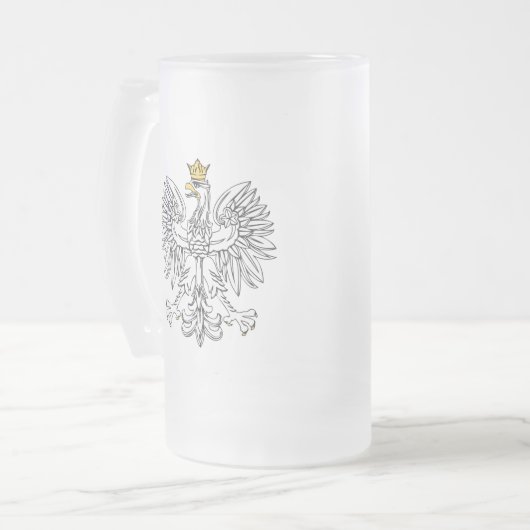 Polnischer Adler mit Goldkrone Mattglas Bierglas (Vorderseite Links)