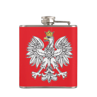 Polnischer Adler mit Goldkronen-Vinyl-ummantelter Flachmann