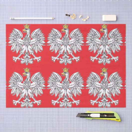 Polnischer Adler mit Goldkronengewebe Seidenpapier (Handwerk)
