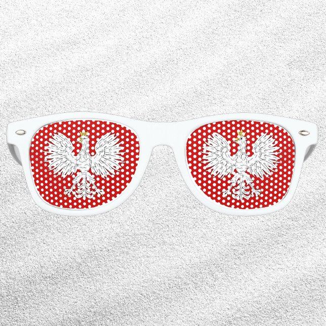 Polnischer Adler Partybrille (Polish Eagle Retro Sunglasses with White Sand Background)