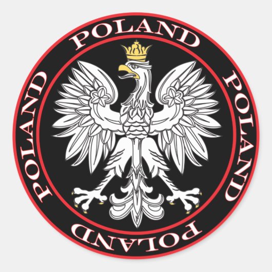 Polnischer Adler Runder Aufkleber (Vorderseite)