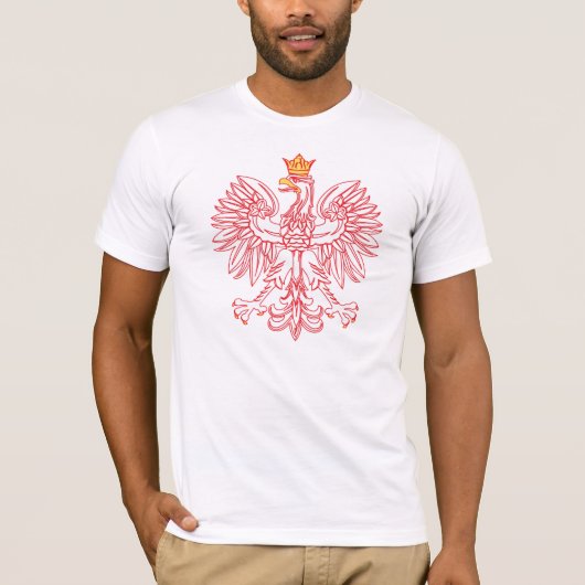 Polnischer Adler umrissen im roten T - Shirt (Vorderseite)