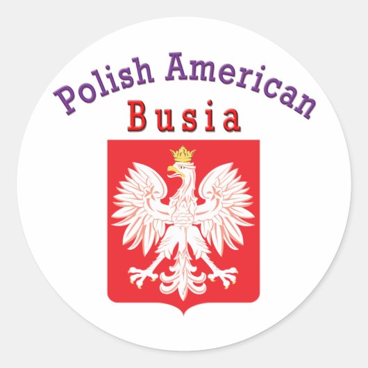 Polnischer Amerikaner Busia Runder Aufkleber (Vorderseite)