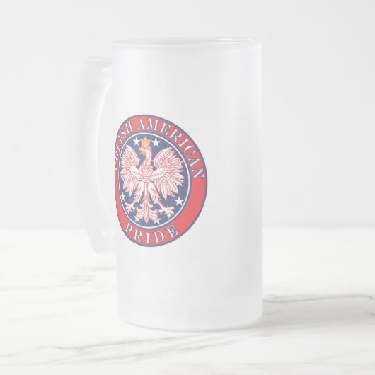 Polnischer amerikanischer Stolz Mattglas Bierglas (Vorderseite Links)