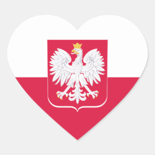 Polnischer Aufkleber, Herz, Adler, polnische Flagg Herz-Aufkleber
