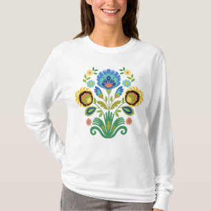 Polnischer Blumenazurblau Papercut Design-T - Shir T-Shirt